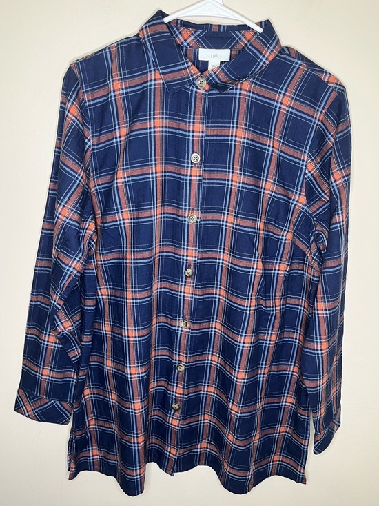 J. Jill Tops - J. Jill Womens Pink Blue Button Down Long Sleeve Plaid Top Size M NWT Cotton